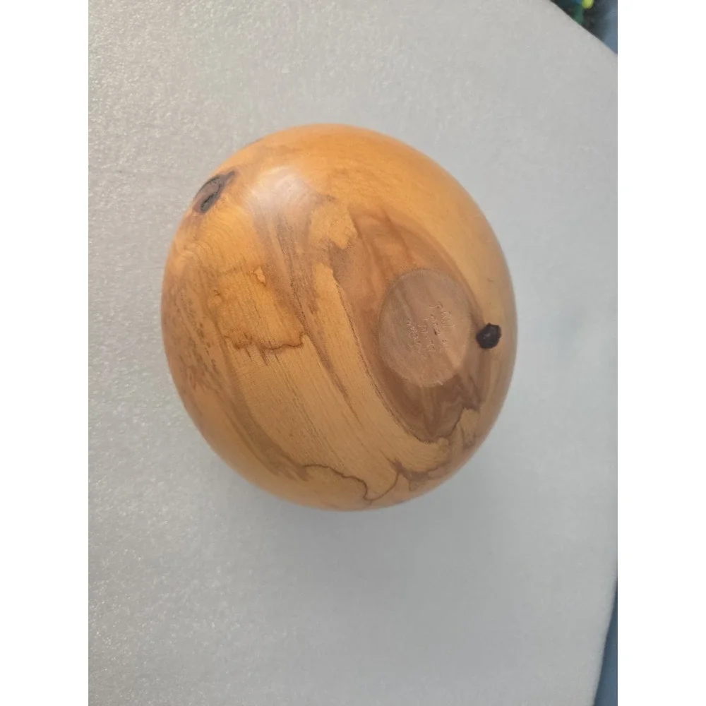 Hand‎ Turned Spalted Maple Wood Bowl Signed